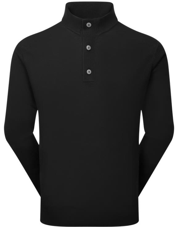 FootJoy Drirelease Button Placket Herren Knopfleisten Pullover, schwarz