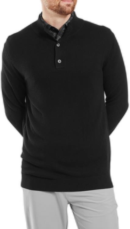 FootJoy Drirelease Button Placket Herren Knopfleisten Pullover, schwarz