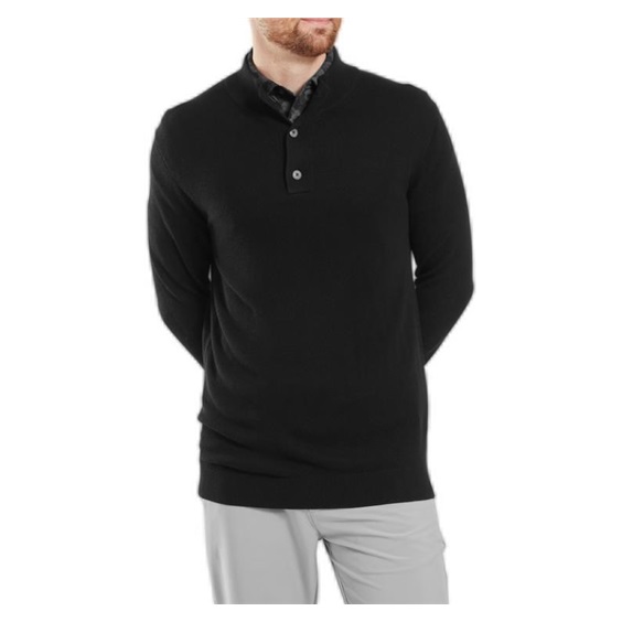 FootJoy Drirelease Button Placket Herren Knopfleisten Pullover, schwarz