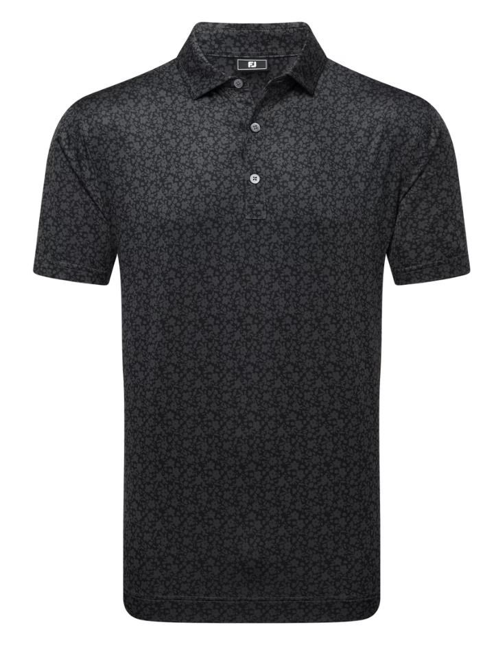 FootJoy Raker Print Lisle Herren Poloshirt, schwarz