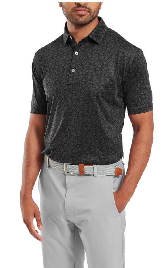 FootJoy Raker Print Lisle Herren Poloshirt, schwarz