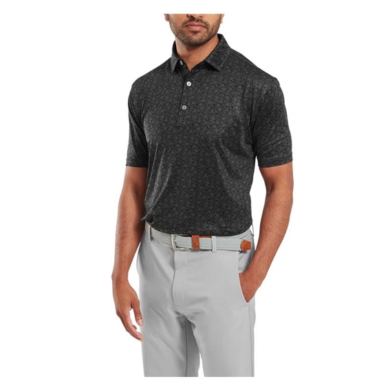 FootJoy Raker Print Lisle Herren Poloshirt, schwarz