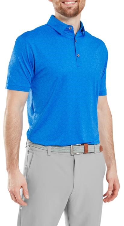 FootJoy Raker Print Lisle Herren Poloshirt, blau
