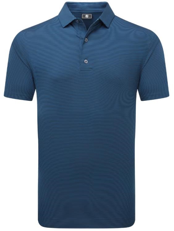 FootJoy Micro Feeder Stripe Lisle Herren Poloshirt, dunkelblau