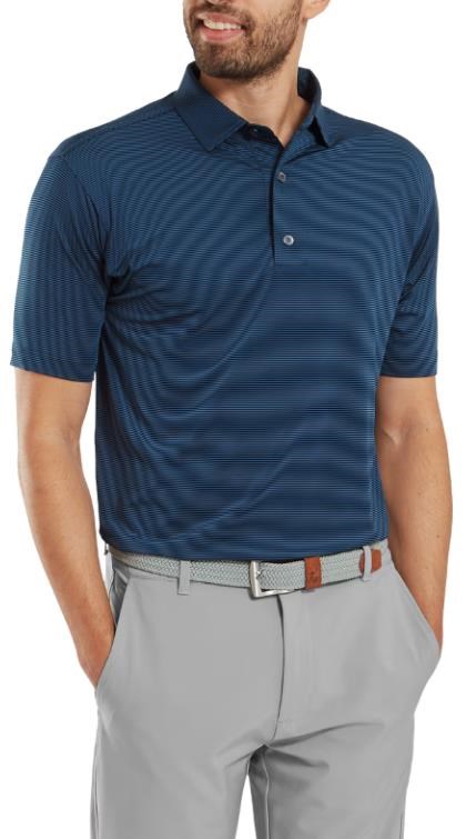 FootJoy Micro Feeder Stripe Lisle Herren Poloshirt, dunkelblau