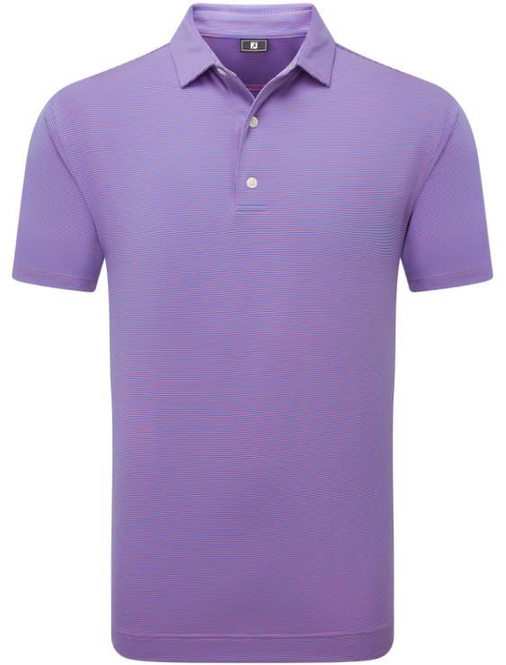 FootJoy Micro Feeder Stripe Lisle Herren Poloshirt, marine/pink