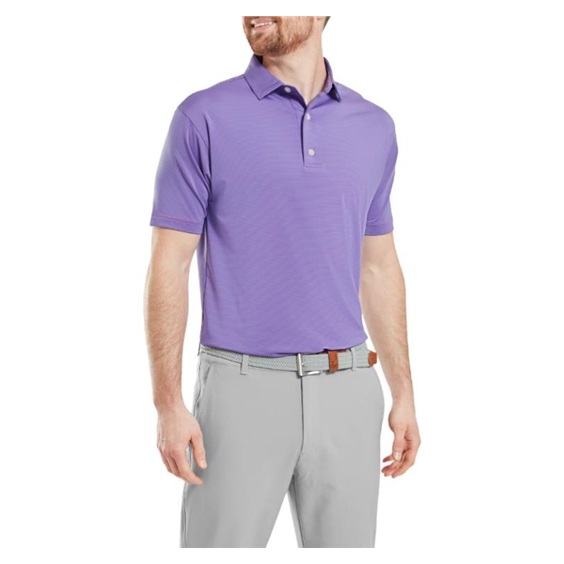 FootJoy Micro Feeder Stripe Lisle Herren Poloshirt, marine/pink