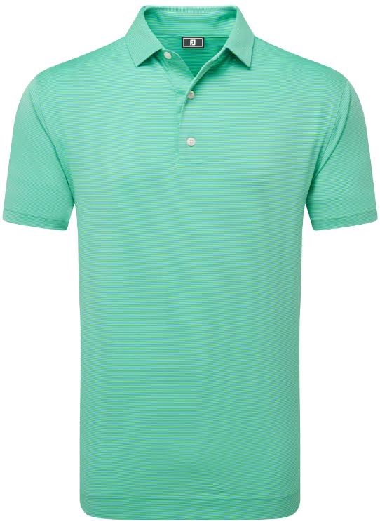 FootJoy Micro Feeder Stripe Lisle Herren Poloshirt, lagoon/mint
