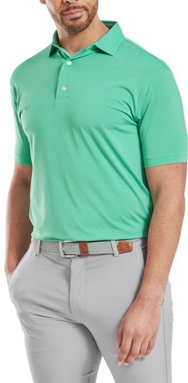 FootJoy Micro Feeder Stripe Lisle Herren Poloshirt, lagoon/mint