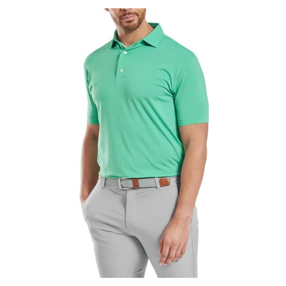 FootJoy Micro Feeder Stripe Lisle Herren Poloshirt, lagoon/mint