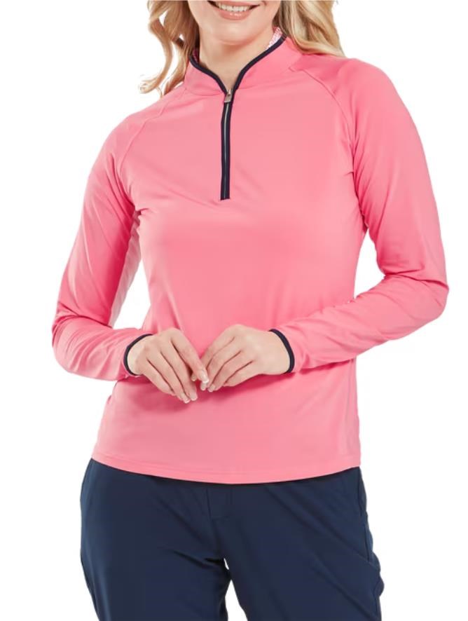 FootJoy 1/4-Zip LS Sun Protection Damen Poloshirt, pink lemonade