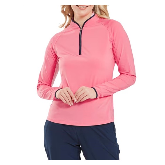 FootJoy 1/4-Zip LS Sun Protection Damen Poloshirt, pink lemonade