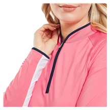 FootJoy 1/4-Zip LS Sun Protection Damen Poloshirt, pink lemonade