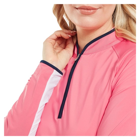 FootJoy 1/4-Zip LS Sun Protection Damen Poloshirt, pink lemonade