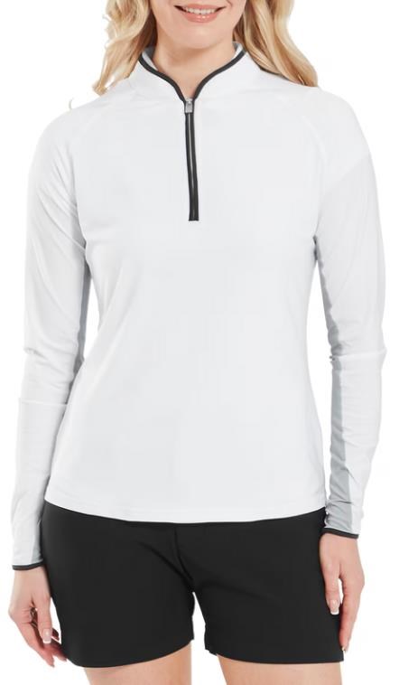 FootJoy 1/4-Zip LS Sun Protection Damen Poloshirt, weiss