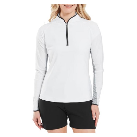 FootJoy 1/4-Zip LS Sun Protection Damen Poloshirt, weiss