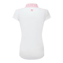 FootJoy Cap Sleeve Print Trim Lisle Damen Poloshirt, weiss/rosa
