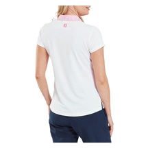 FootJoy Cap Sleeve Print Trim Lisle Damen Poloshirt, weiss/rosa