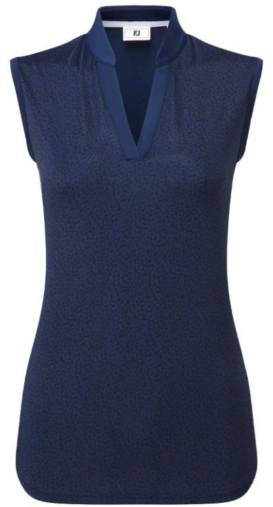 FootJoy Animal Print Sleeveless Lisle Damen Poloshirt, dunkelblau