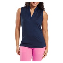 FootJoy Animal Print Sleeveless Lisle Damen Poloshirt, dunkelblau