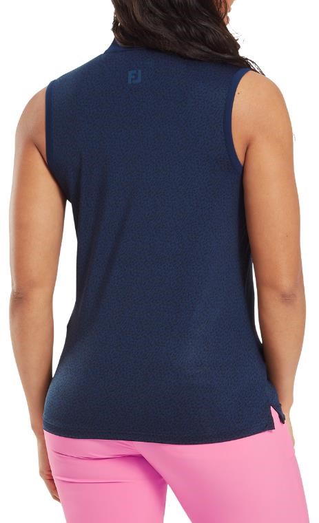 FootJoy Animal Print Sleeveless Lisle Damen Poloshirt, dunkelblau