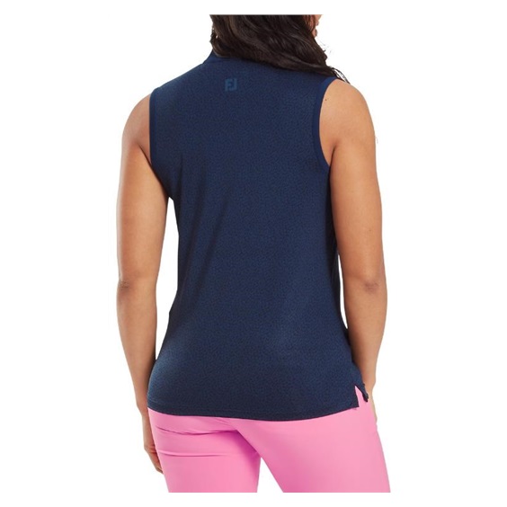 FootJoy Animal Print Sleeveless Lisle Damen Poloshirt, dunkelblau