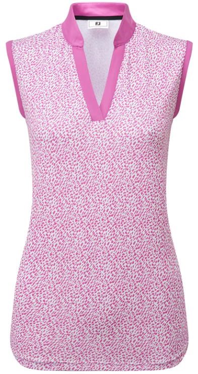 FootJoy Animal Print Sleeveless Lisle Damen Poloshirt, rosa