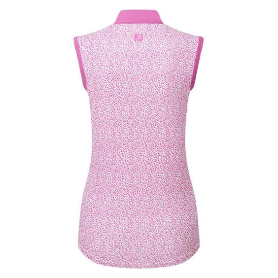 FootJoy Animal Print Sleeveless Lisle Damen Poloshirt, rosa