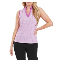 FootJoy Animal Print Sleeveless Lisle Damen Poloshirt, rosa
