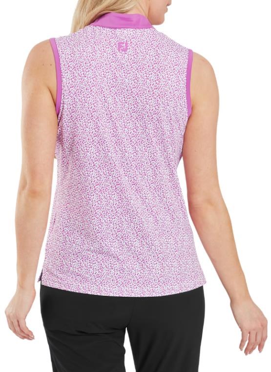 FootJoy Animal Print Sleeveless Lisle Damen Poloshirt, rosa