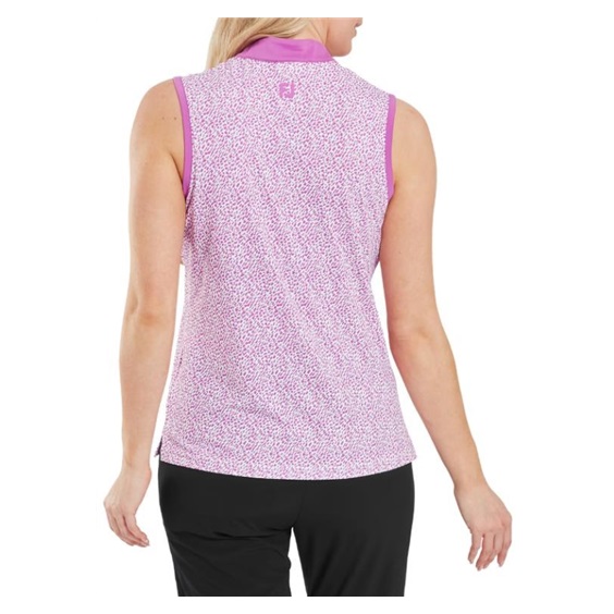 FootJoy Animal Print Sleeveless Lisle Damen Poloshirt, rosa