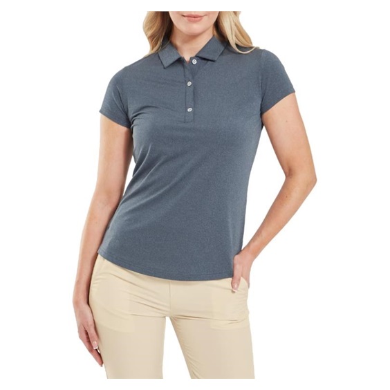 FootJoy Cap Sleeve Lisle Damen Poloshirt, heather navy