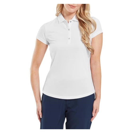 FootJoy Cap Sleeve Lisle Damen Poloshirt, weiss