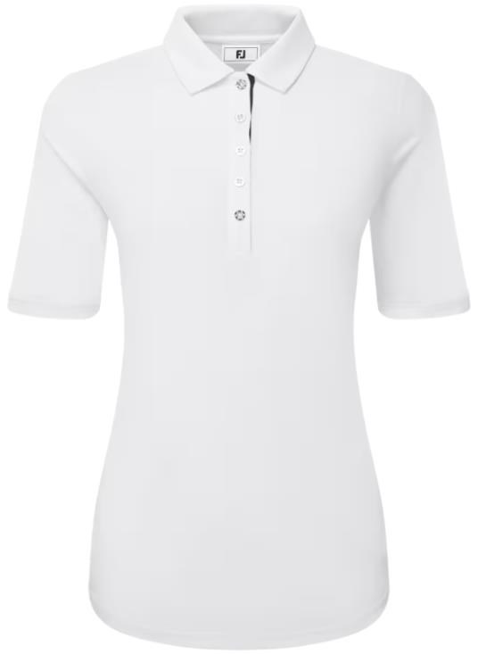 FootJoy Half Sleeve Ruched Lisle Damen Poloshirt, weiss
