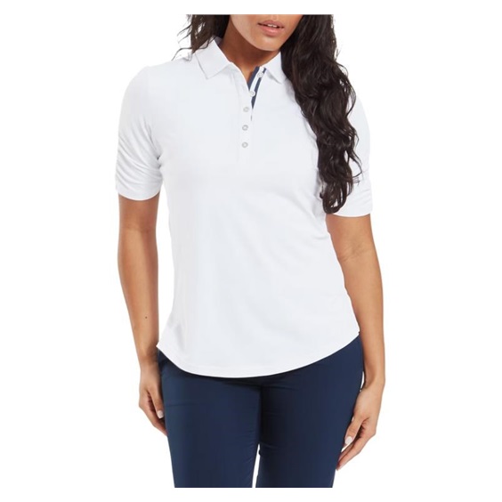 FootJoy Half Sleeve Ruched Lisle Damen Poloshirt, weiss