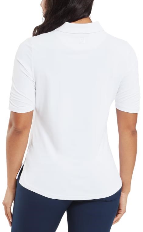 FootJoy Half Sleeve Ruched Lisle Damen Poloshirt, weiss