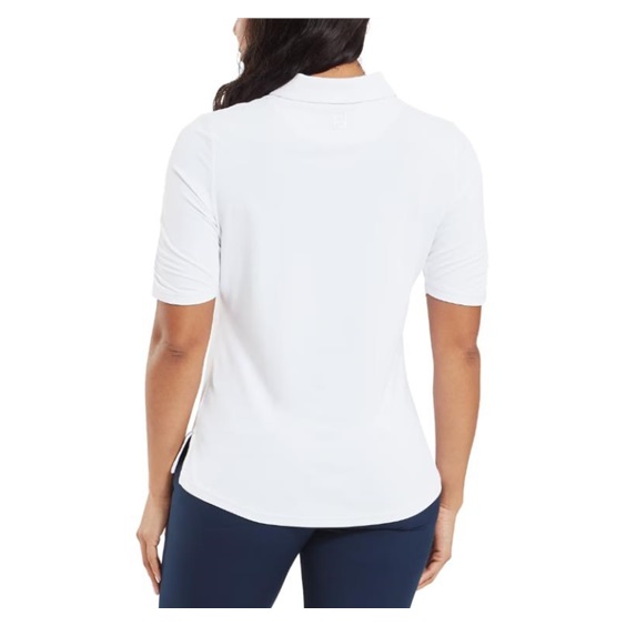 FootJoy Half Sleeve Ruched Lisle Damen Poloshirt, weiss