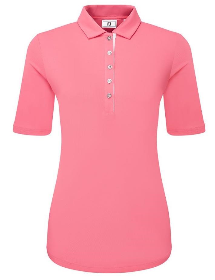 FootJoy Half Sleeve Ruched Lisle Damen Poloshirt, rosa