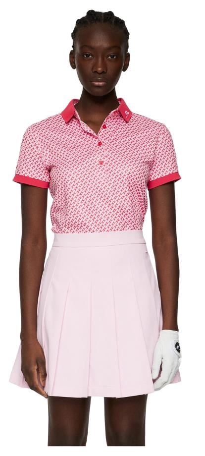 J.Lindeberg Tour Tech Print Damen Poloshirt, tour geo pink