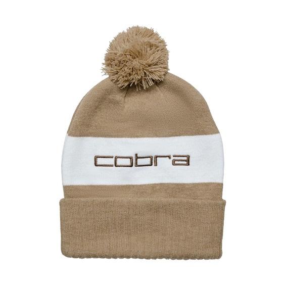Cobra Pom Beanie Herren Wintermütze, sand