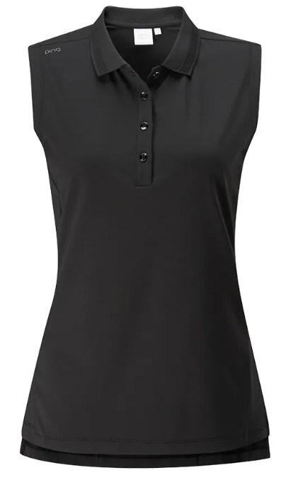 Ping Solene damenloses Poloshirt, schwarz