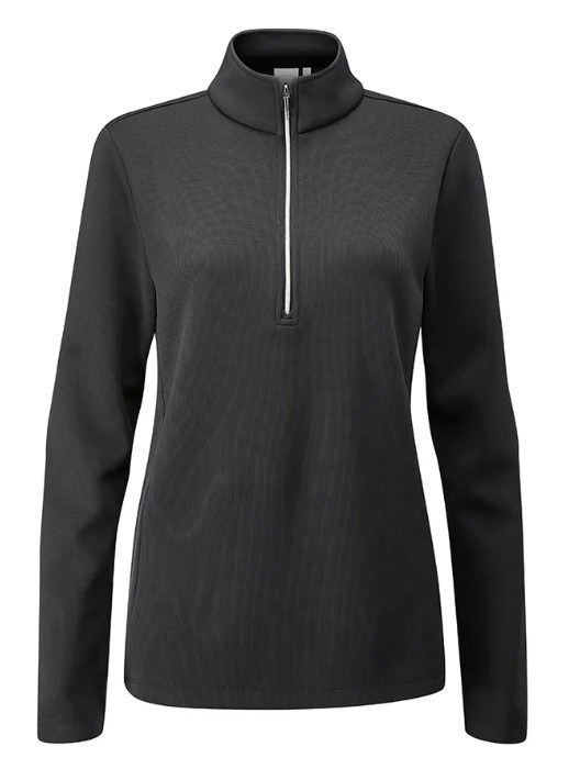 Ping Lyla half zip ribbed Damen Fleecejacke, schwarz