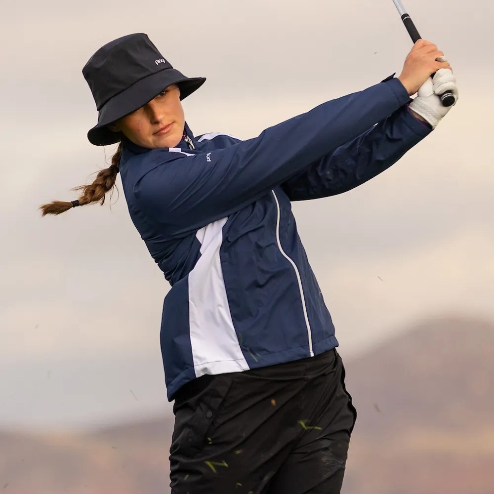 Ping Freda wasserdichte Damenjacke, blau/weiss