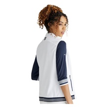 PING Dot Fleece Damen Weste, weiss/dunkelblau