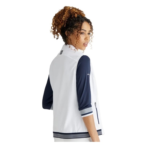 PING Dot Fleece Damen Weste, weiss/dunkelblau