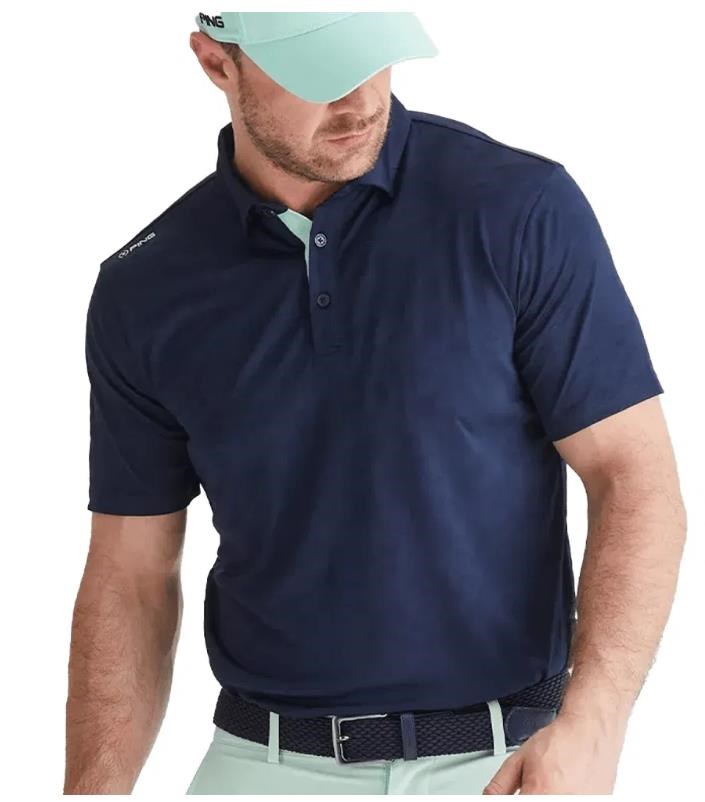 Ping Kenan Textured Herren Poloshirt, dunkelblau