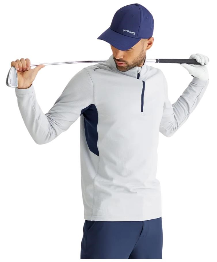 Ping Rhodri Half Zip Fleece Herren Sweatshirt, grau/dunkelblau