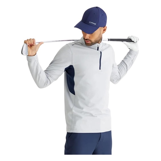 Ping Rhodri Half Zip Fleece Herren Sweatshirt, grau/dunkelblau