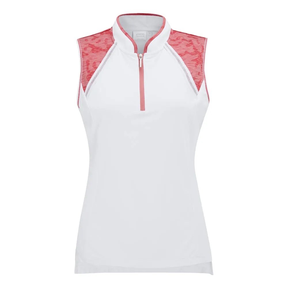 Ping Nala Colour Block Sleeveless ärmelloses Damen-Polo, weiss/Apricot