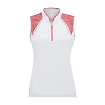 Ping Nala Colour Block Sleeveless ärmelloses Damen-Polo, weiss/Apricot